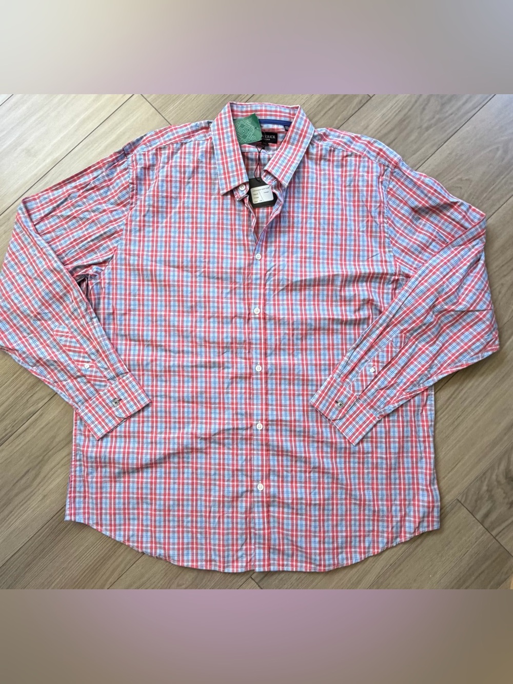 J Maverick NY Long Sleeve Sullivan Peach/Blue Button Down Dress Shirt XXL NWT
